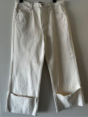 Women JBrand Cream Straight-Leg Jeans w/ large cuff sz 31